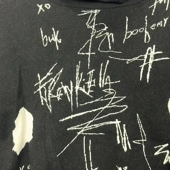 Banana Blue Womens Sweater Black/White L Turtleneck Graphic Design Abstract Boxy - Picture 4 of 10